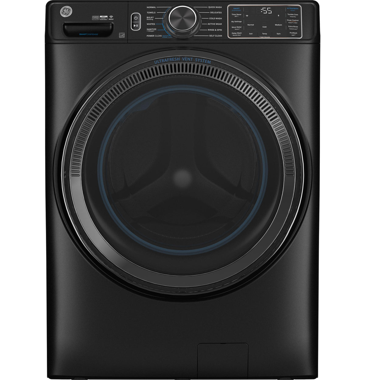 GE 5.0 cu. ft. Smart Front Load Washer, ENERGY STAR, UltraFresh Vent, Steam, Sanitize + Allergen – GFW655SPVDS-KT