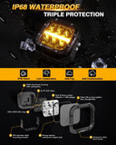 Auxbeam 6/8Pcs 5 Inch 132W Amber DRL LED Pod Lights with Power Harness - GP00011297