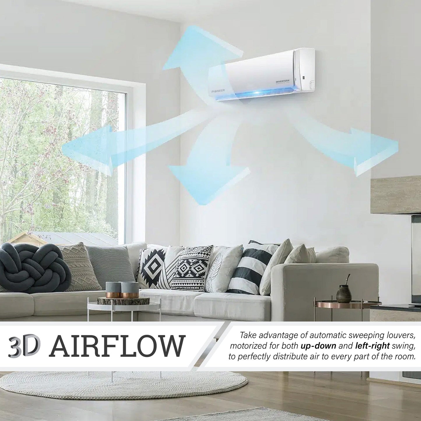 Pioneer Diamante Pro Series 12,000 BTU 19 SEER2 Ductless Mini-Split Air Conditioner Inverter+ Heat Pump Full Set 230V with 16 Ft. Kit - WYT012GLFI19RL