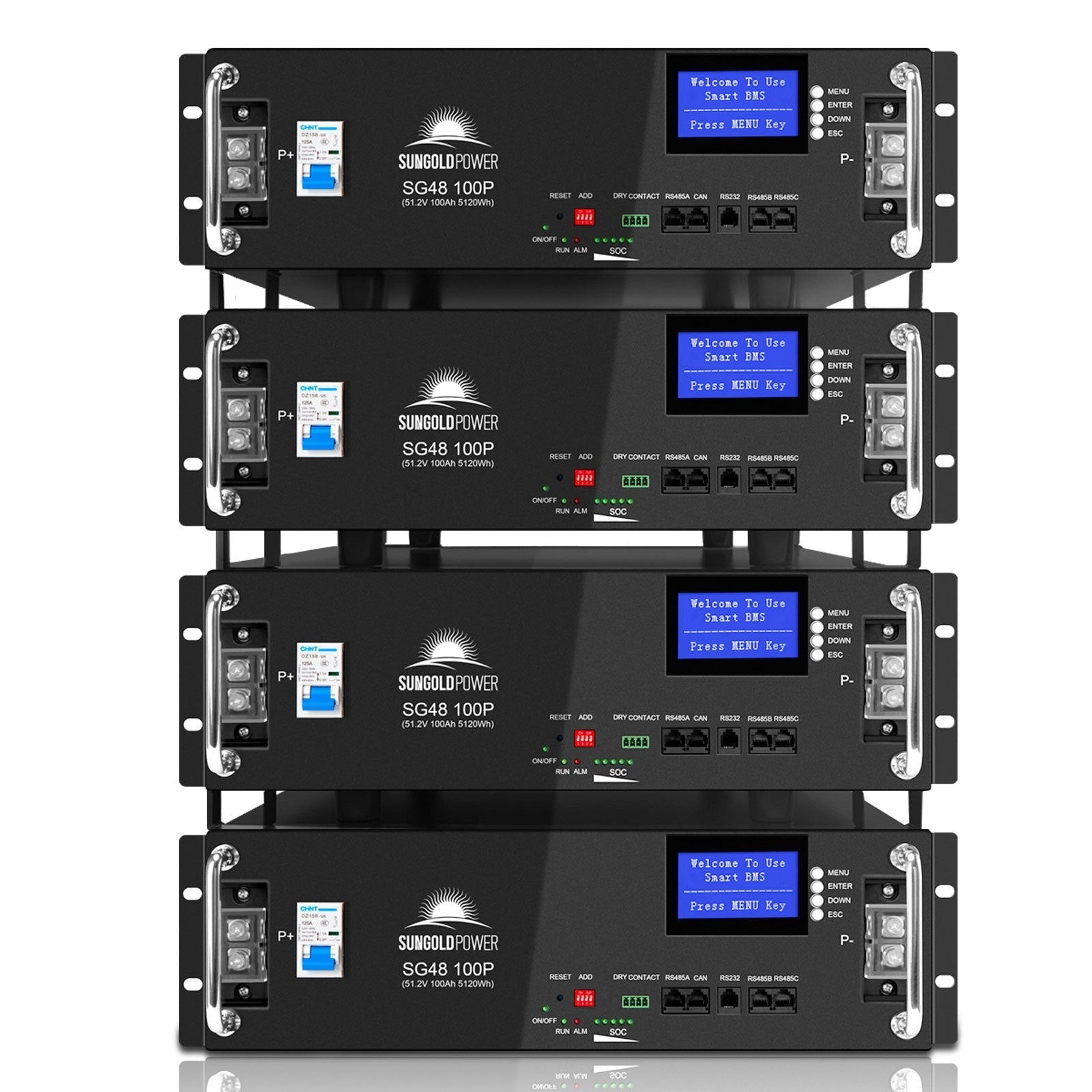 Sun Gold 4 X 48V 100AH Server Rack LiFePO4 Lithium Battery SG48100P