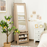Costway 2-in-1 Full-Length Mirror with Wooden Cosmetics Storage Cabinet New - JV10008+