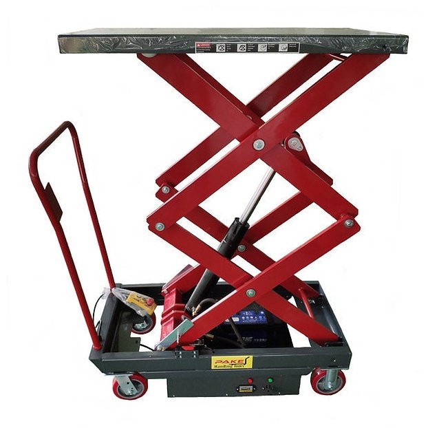 Pake Handling Tools DC Powered Double Scissor Lift Table 2000 lb Capacity 39.75 x 20.5" 19.5 - 57" Height New - PAKLT10