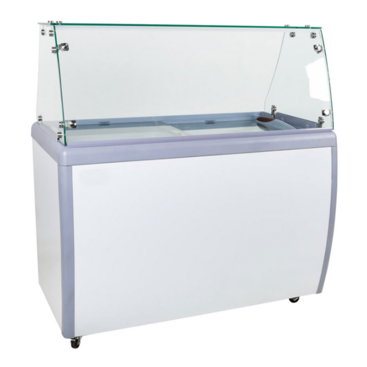 Chef AAA Commercial 50" Glass Door Ice Cream Dipping Chest Freezer and Sneeze Guard Display - FR-CN-0360-S