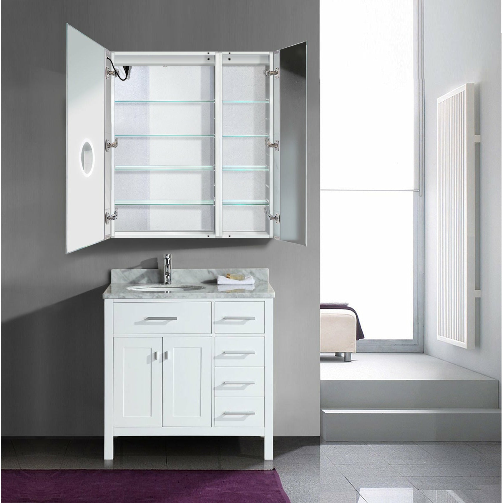 Krugg Svange 3642L 36″ X 42″ LED Medicine Cabinet with Dimmer & Defogger SVANGE3642L