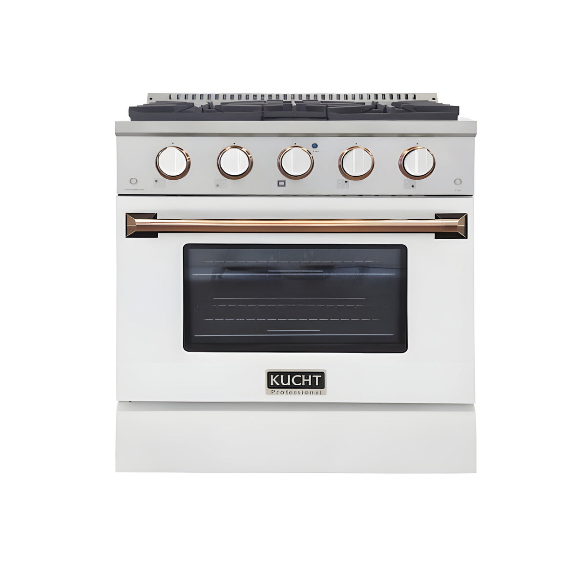 Kucht 30" Pro-Style Propane Gas Dual Fuel Range in White with Rose Gold Accents -  KDF302/LP-W-ROSE