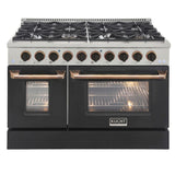 Kucht 48" Pro-Style Natural Gas Dual Fuel Range in Black with Gold Accents -KDF482-K-GOLD