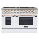 Kucht 30" Pro-Style Natural Gas Dual Fuel Range in White with Rose Gold Accents, -  KDF302-W-ROSE