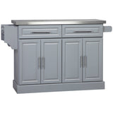 HomCom Rolling Kitchen Island with Storage, Portable Kitchen Cart - B0BL2T9PZV-1