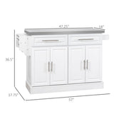 HomCom Rolling Kitchen Island with Storage, Portable Kitchen Cart with Stainless Steel Top - B072NZ5T92