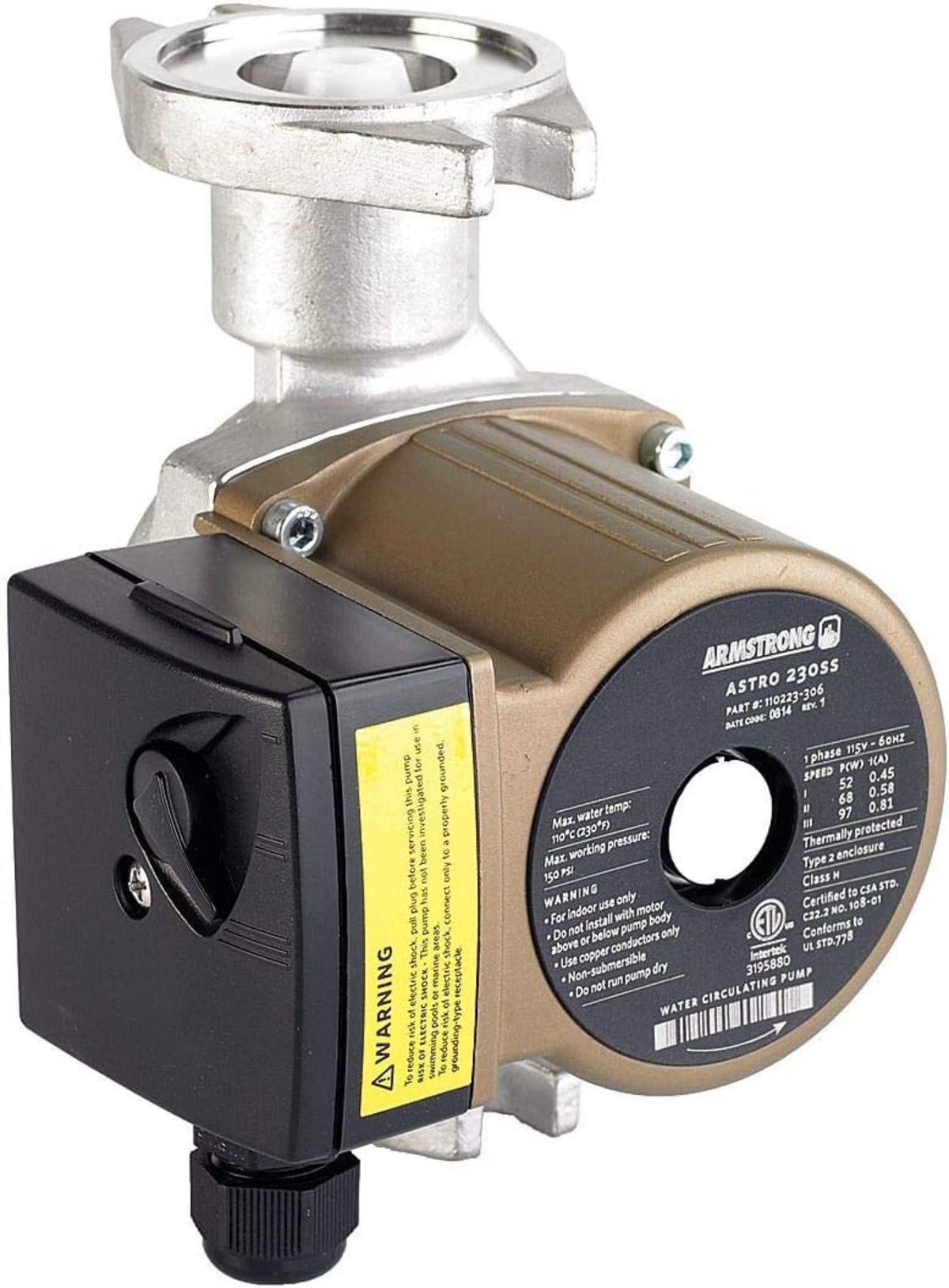 Armstrong 1/25 Horsepower Astro 230SS Wet Rotor Circulator Stainless Steel - 110223-306