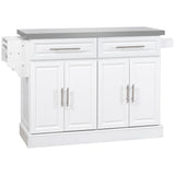 HomCom Rolling Kitchen Island with Storage, Portable Kitchen Cart with Stainless Steel Top - B072NZ5T92
