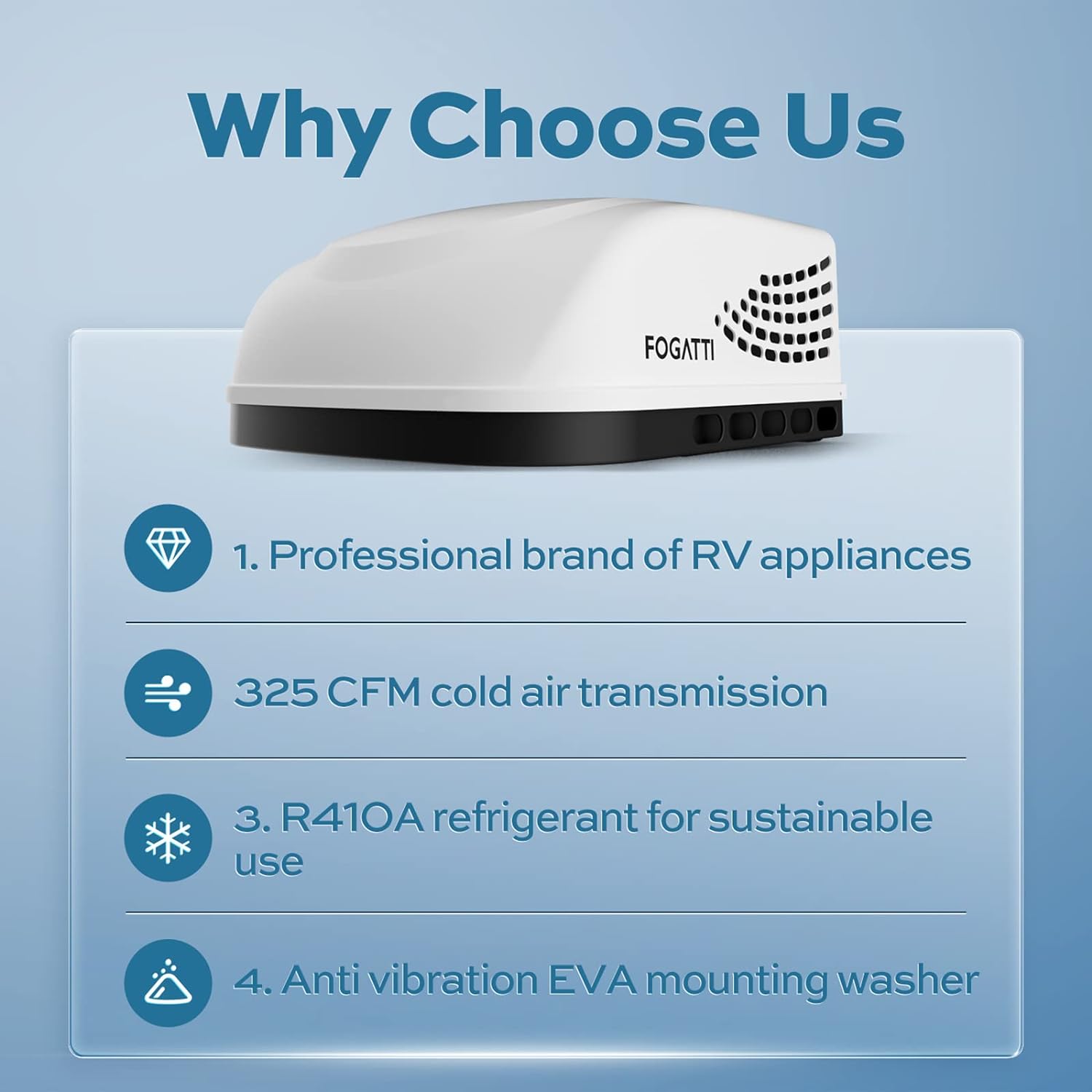 Fogatti InstaCool 135 II RV Rooftop Air Conditioner 13,500 BTU 325 CFM 115V New - FAA135WA