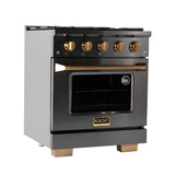 Kucht Gemstone Professional 30" 4.2 cu. ft. Dual Fuel Range in Titanium Stainless Steel with Gold Accents - KED304