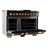 Kucht Gemstone Professional 48" 6.7 cu. ft. Propane Gas Range in Titanium Stainless Steel with Gold Accents - KEG483/LP