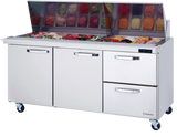 Blue Air  72" Wide 2 Drawer Mega Top Sandwich Prep Table - BLMT72-D2M-HC