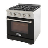 Kucht Professional 30" 4.2 cu. ft. Propane Gas Range in Black with True Simmer Burners - KFX3000X/LP-BK