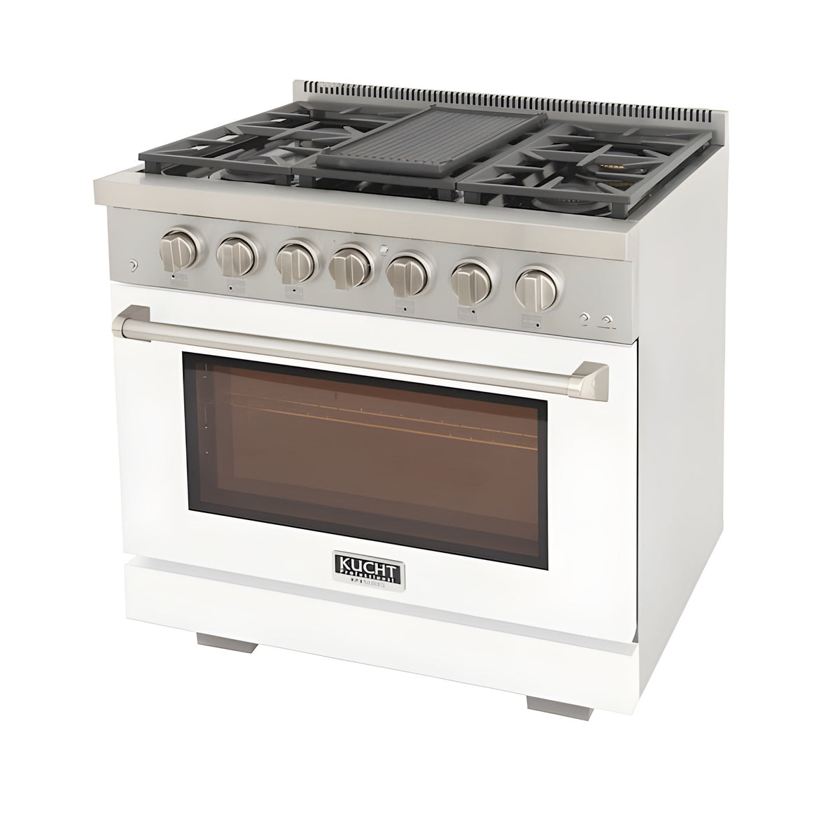 Kucht Professional 36" 5.2 cu. ft. Propane Gas Range in White with True Simmer Burners - KFX3600X/LP-W