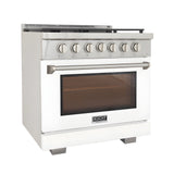 Kucht Professional 36" 5.2 cu. ft. Propane Gas Range in White with True Simmer Burners - KFX3600X/LP-W