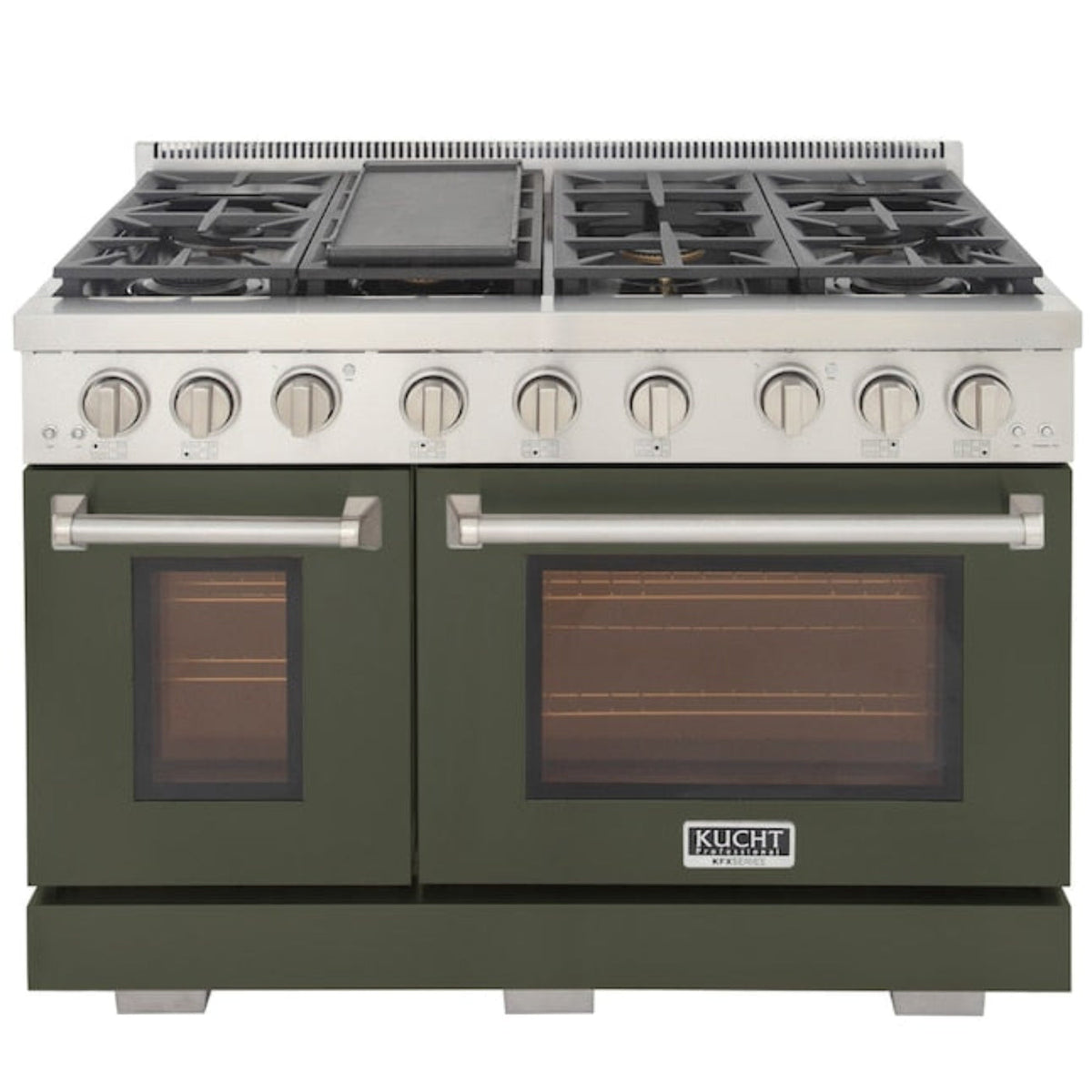 Kucht Professional 48" 6.7 cu. ft. Natural Gas Range in Olive Green with Silver Accents -  KFX480-G