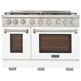 Kucht Professional 48" 6.7 cu. ft. Propane Gas Range in White with True Simmer Burners - KFX4800X/LP-W