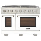 Kucht Professional 48" 6.7 cu. ft. Propane Gas Range in White with True Simmer Burners - KFX4800X/LP-W
