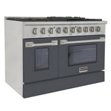 Kucht Professional 48" 6.7 cu ft. Natural Gas Range in Cement Gray with Silver Accents - KNG481-GR
