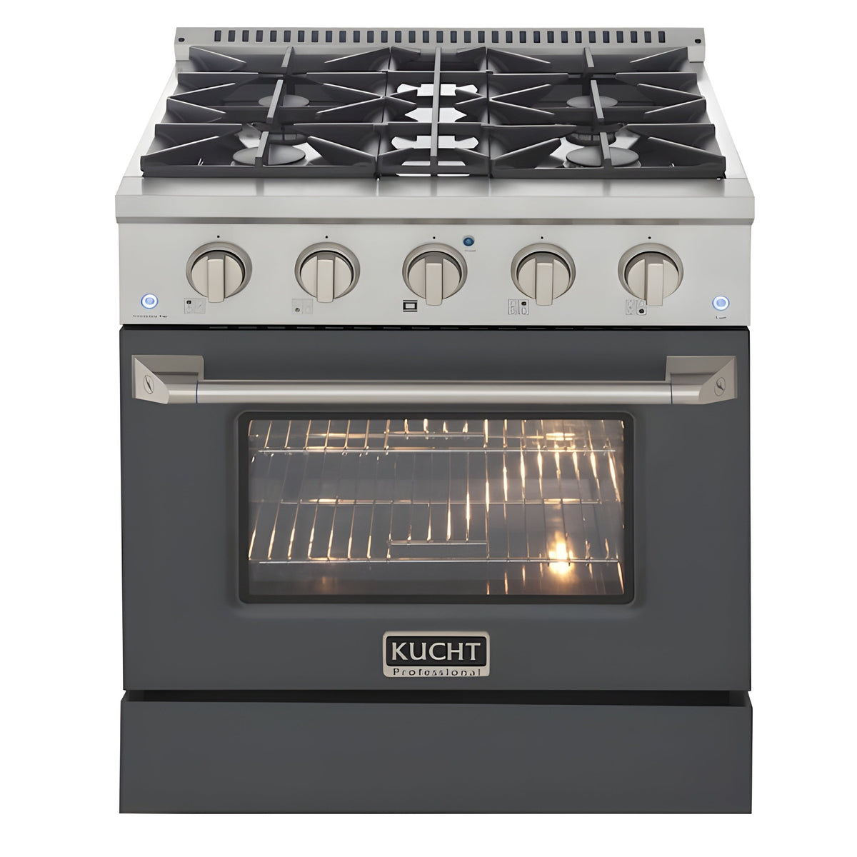 Kucht Professional 30" 4.2 cu ft. Propane Gas Range in Cement Gray with Silver Accents - KNG301/LP-GR