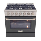 Kucht Professional 36" 5.2 cu ft. Natural Gas Range in Cement Gray with Silver Accents - KNG361-GR