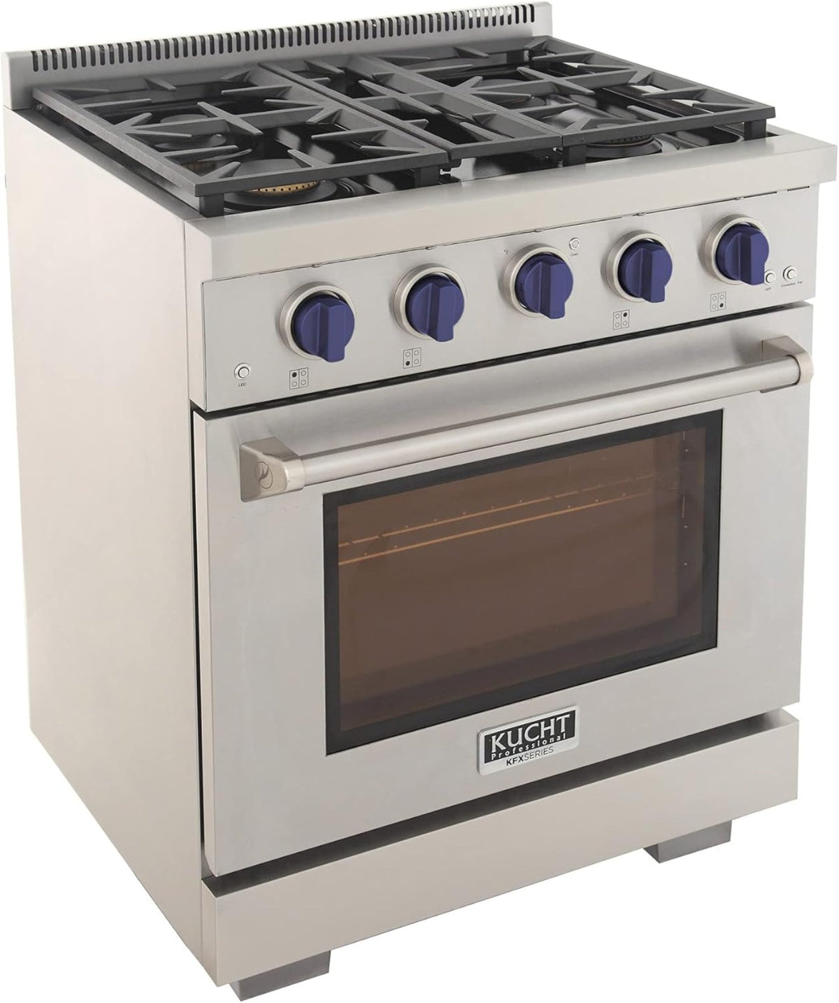 Kucht Professional 30" 4.2 cu. ft. Propane Gas Range in Stainless Steel with Blue Accents - KFX300/LP-B