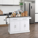 HomCom Rolling Kitchen Island with Storage, Portable Kitchen Cart with Stainless Steel Top - B072NZ5T92