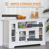 HomCom Sideboard Buffet Cabinet with Storage, Kitchen Cabinet Coffee Bar Cabinet with Glass Doors for Living Room, Kitchen, White - B08YN1ZYTJ