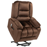 HomCom Power Lift Recliner Chair, Ergonomic Massage Chair with 4 Positions and Heating, Fabric Overstuffed Living Room Chairs with Side Pockets, Dark Brown - B0CTY2JHYZ-1