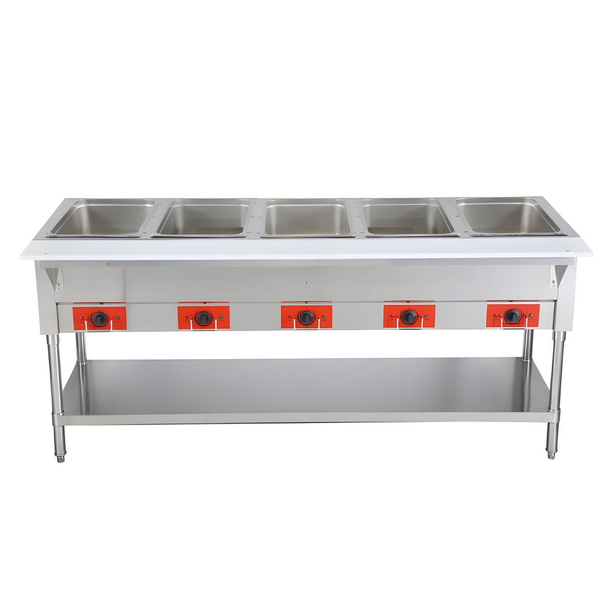 Chef AAA - FW-CN-0005-F, Commercial 72" Electric Steam Table with Cutting Board and Under-Shelf - FW-CN-0005-F