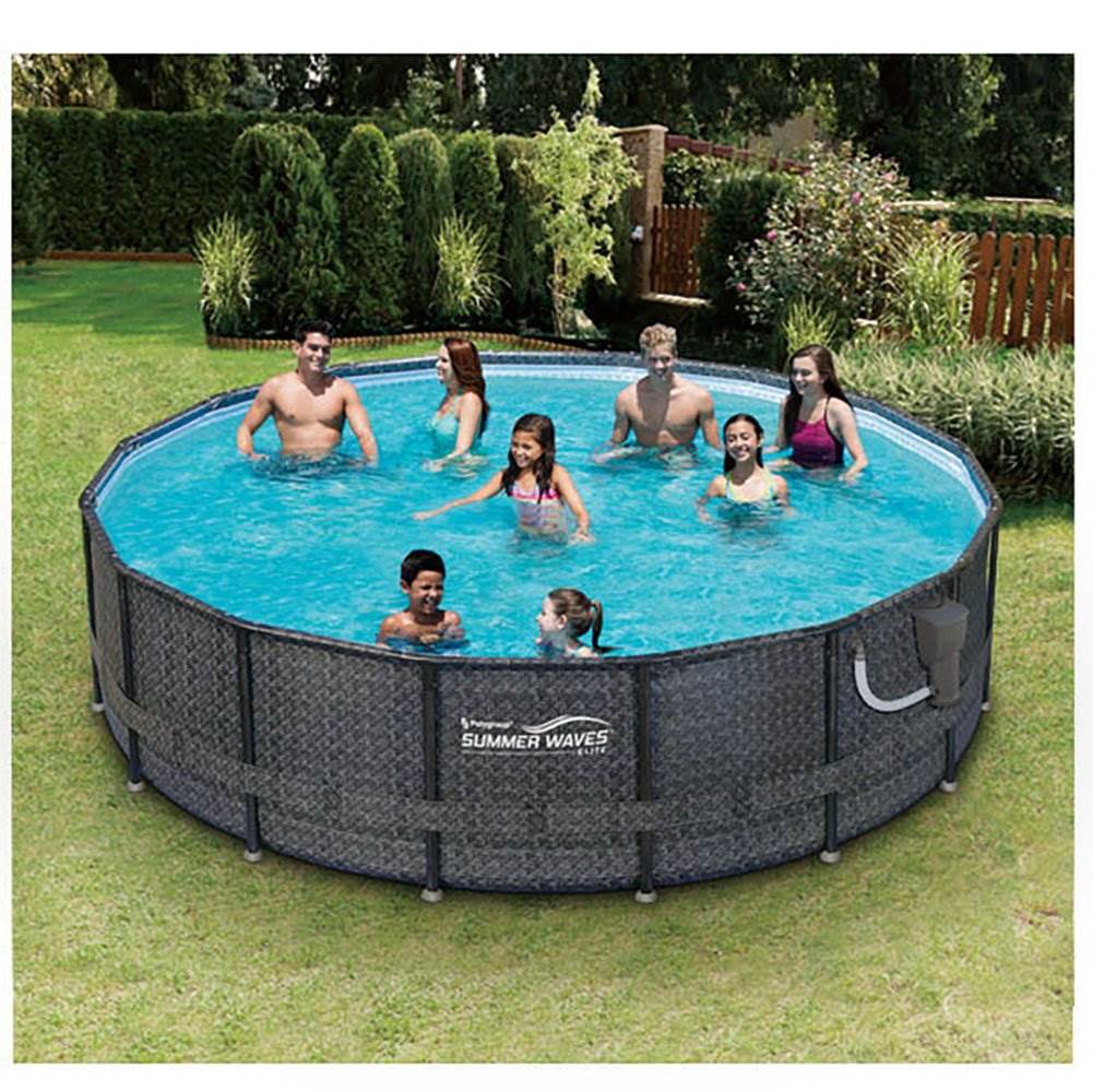 Summer Waves 14ft x 48in Outdoor Round Frame Above Ground Swimming Pool Set - 253031