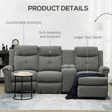 HomCom L-Shaped Sofa, Manual Reclining Sectional with Chaise Ottoman, Storage Console - B08VQ9L5S7