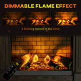 HomCom 32" Electric Fireplace with Mantel, Freestanding Heater with LED Log Flame - B09GVD4MV4