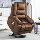 HomCom Power Lift Recliner Chair, Ergonomic Massage Chair with 4 Positions and Heating, Fabric Overstuffed Living Room Chairs with Side Pockets, Dark Brown - B0CTY2JHYZ-1
