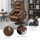 HomCom Power Lift Recliner Chair, Ergonomic Massage Chair with 4 Positions and Heating, Fabric Overstuffed Living Room Chairs with Side Pockets, Dark Brown - B0CTY2JHYZ-1