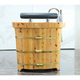 ALFI 61" Cedar Wooden Freestanding Bathtub with Chrome Tub Filler AB1136