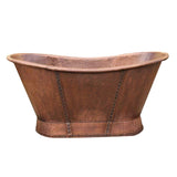 Akicon Copper Double-Slipper Roll-Top Bathtub w/Pedestal AKB70012-C