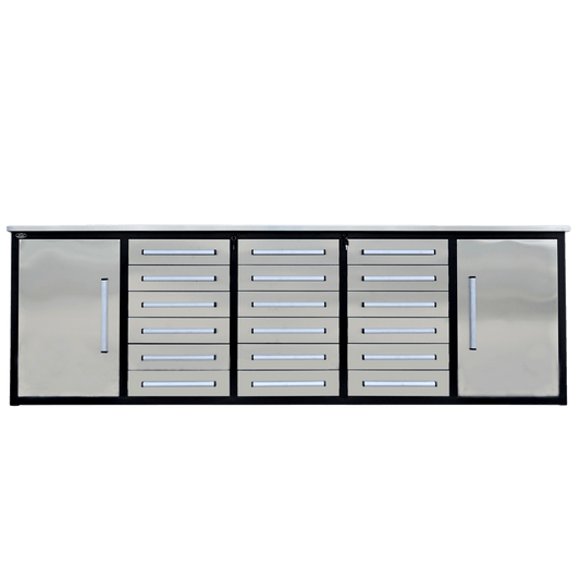 Chery Industrial AS-IS 10ft Storage Cabinet with Workbench 18 Drawers & 2 Cabinets