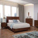 Alpine Flynn Mid Century Modern Standard King Panel Bed, Walnut - 966WAL-07EK
