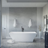 Anzzi Kayenge 5.9 ft. Solid Surface Center Drain Freestanding Bathtub in Matte White FT-AZ8419 - FT-AZ8419