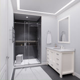 Anzzi Leon Series 48 in. by 76 in. Frameless Sliding Shower Door with Handle SD-AZ8077-01  - SD-AZ8077-01BG