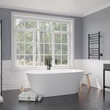 Anzzi Roccia 5.1 ft. Solid Surface Center Drain Freestanding Bathtub in Matte White FT-AZ505 - FT-AZ505