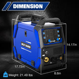 BILT HARD 250A MIG Welder, Gas MIG/Flux Core MIG/Lift TIG/Stick 4-in-1 Welding Machine, 110V/220V Multi-Process Welder w/LED Display, IGBT Inverter - WLD-1603