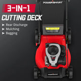 Powersmart 3-In-1 Lawn Mower 21" Self-Propelled 140cc Gas Engine Red New - B8721S2