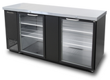 Blue Air | 69" Wide 2 Door Black Vinyl Stainless Steal Back Bar - BBB69-3BG-HC