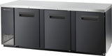 Blue Air | 90" Wide 3 Door Black Viny Stainless Steal Back Bar - BBB90-4B-HC
