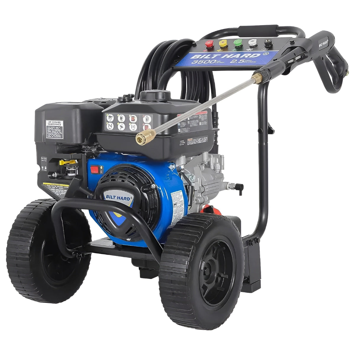 BILT HARD Gas Pressure Washer, 2.5 GPM 3500 PSI, 224cc Engine 5 QC Nozzle Tips Axial Pump Pressure Washers Gas Powered Green,Orange,White - THA-0352